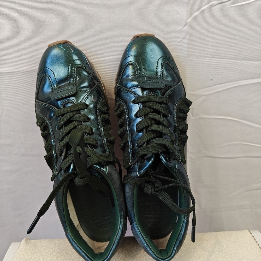 Tory Burch Sport Green Metallic Athletic Lace-up Shoes Sneakers Size 8 Women's - Picture 11 of 14